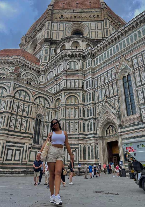 Student standing in front of Duomo in Florence